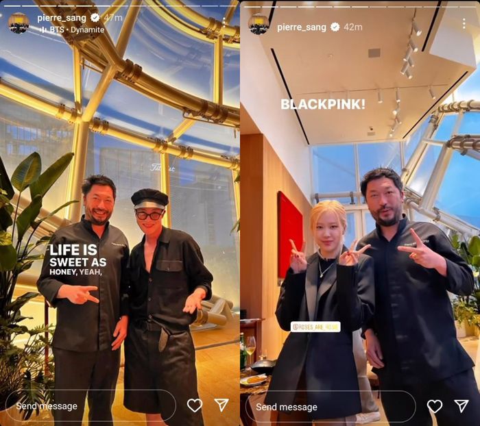 Kolase postingan Chef Pierre Sang bersama J-Hope BTS dan Rose BLACKPINK.