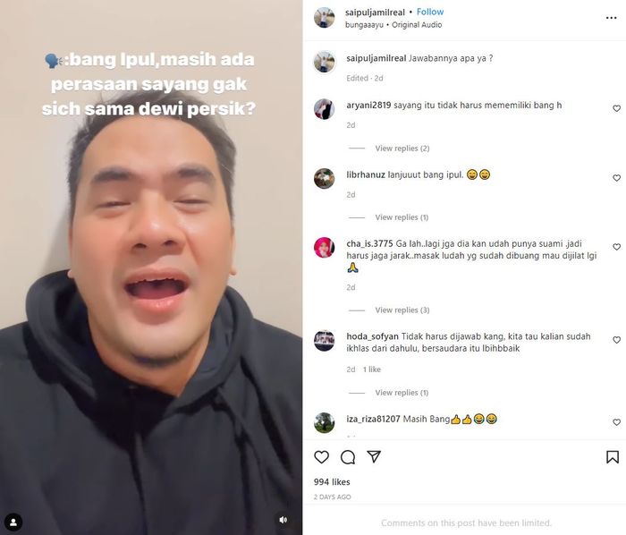 Saipul Jamil menangis saat tahu Dewi Perssik digugat cerai Angga Wijaya.