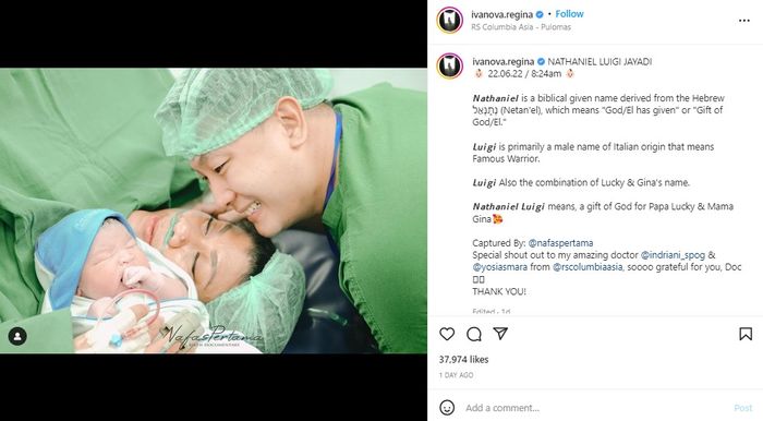 Momen Regina Ivanova melahirkan.