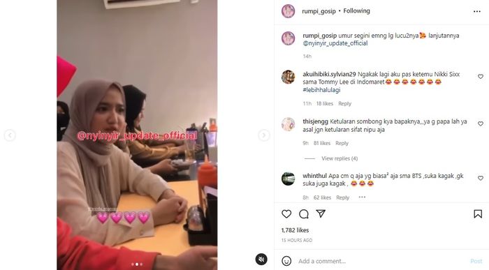 Unggahan Instagram @rumpi_gosip. 