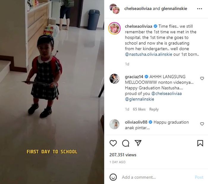 Chelsea Olivia kenang momen Nastusha masuk sekolah TK.