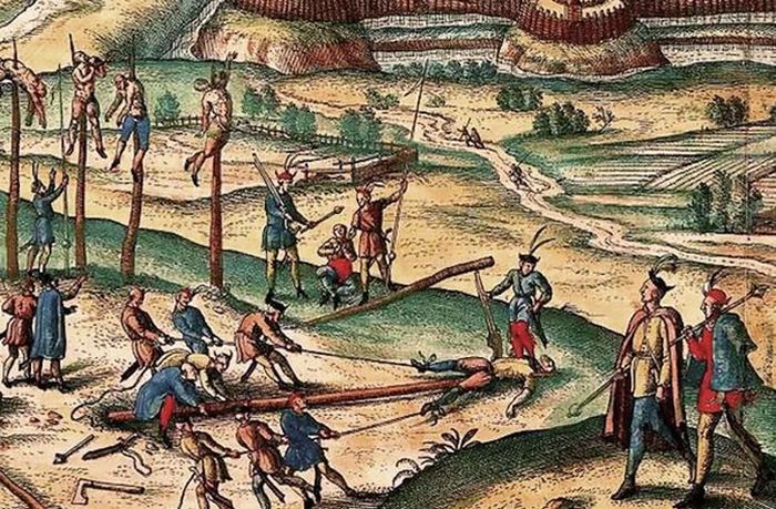 Ilustrasi yang menggambarkan eksekusi Vlad The Impaler yang keji.