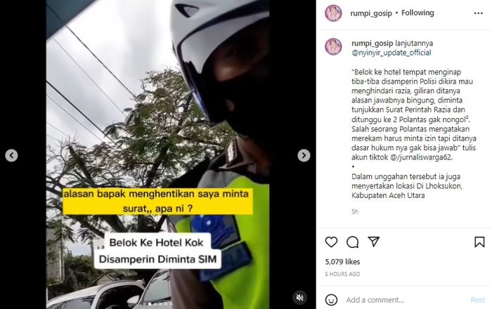 Unggahan Instagram @rumpi_gosip. 