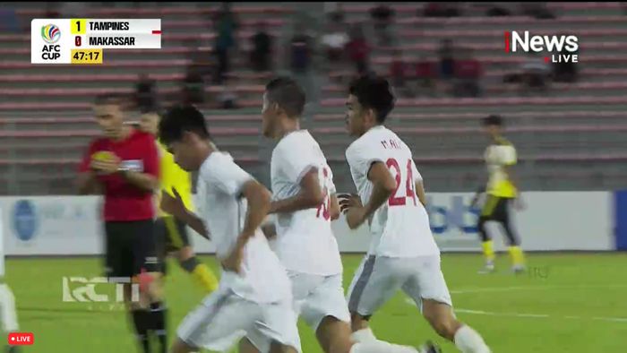 Pemain PSM Makassar, Rizky Eka Pratama usai mencetak gol ke gawang Tampines Rovers, dalam laga grup H Piala AFC 2022 di Stadion Kuala Lumpur, Kuala Lumpur pada Senin (27/6/2022).