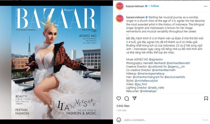 Unggahan Instagram BAZAAR Vietnam.