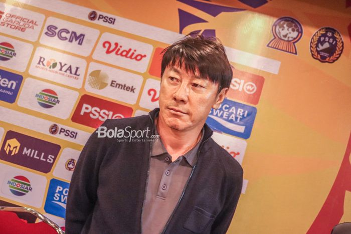Pelatih timnas U-19 Indonesia, Shin Tae-yong, saat ditemui awak media di Hotel Century, Jakarta, 1 Juli 2022.