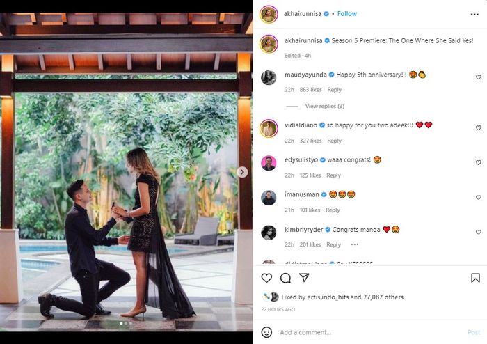 Momen lamaran Amanda Khairunnisa. 