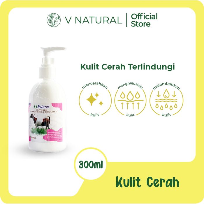 Rekomendasi body lotion susu kambing: V Natural Goat's Milk Body Lotion.