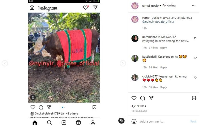 Unggahan Instagram&nbsp;@rumpi_gosip. 