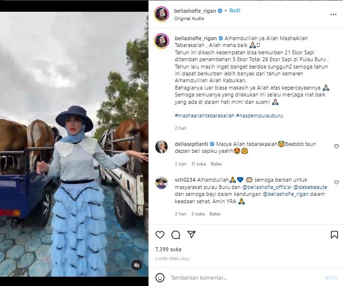 Unggahan video Bella Shofie. 