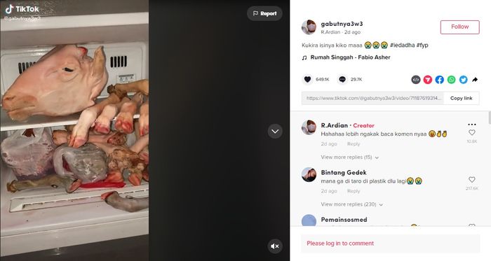Unggahan akun TikTok @gabutnya3w3. 