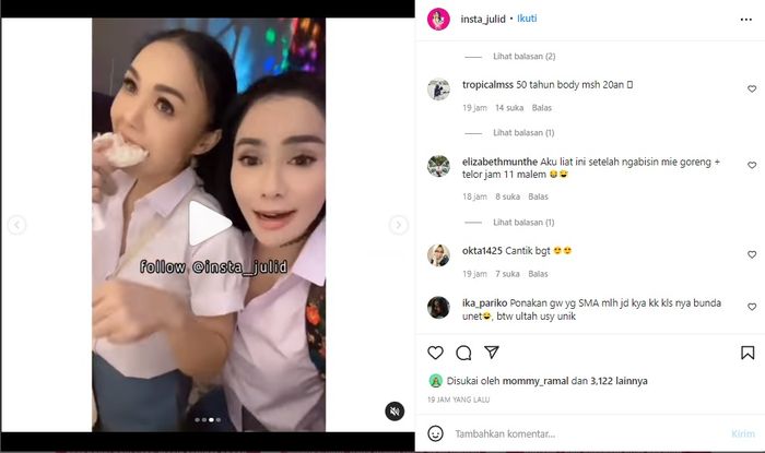 Penampilan Yuni Shara saat menghadiri ulang tahun Ussy Sulistiawaty.
