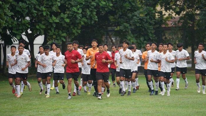 Skuad timnas U-16 Indonesia saat menjalani persiapan jelang Piala AFF U-16 2022.