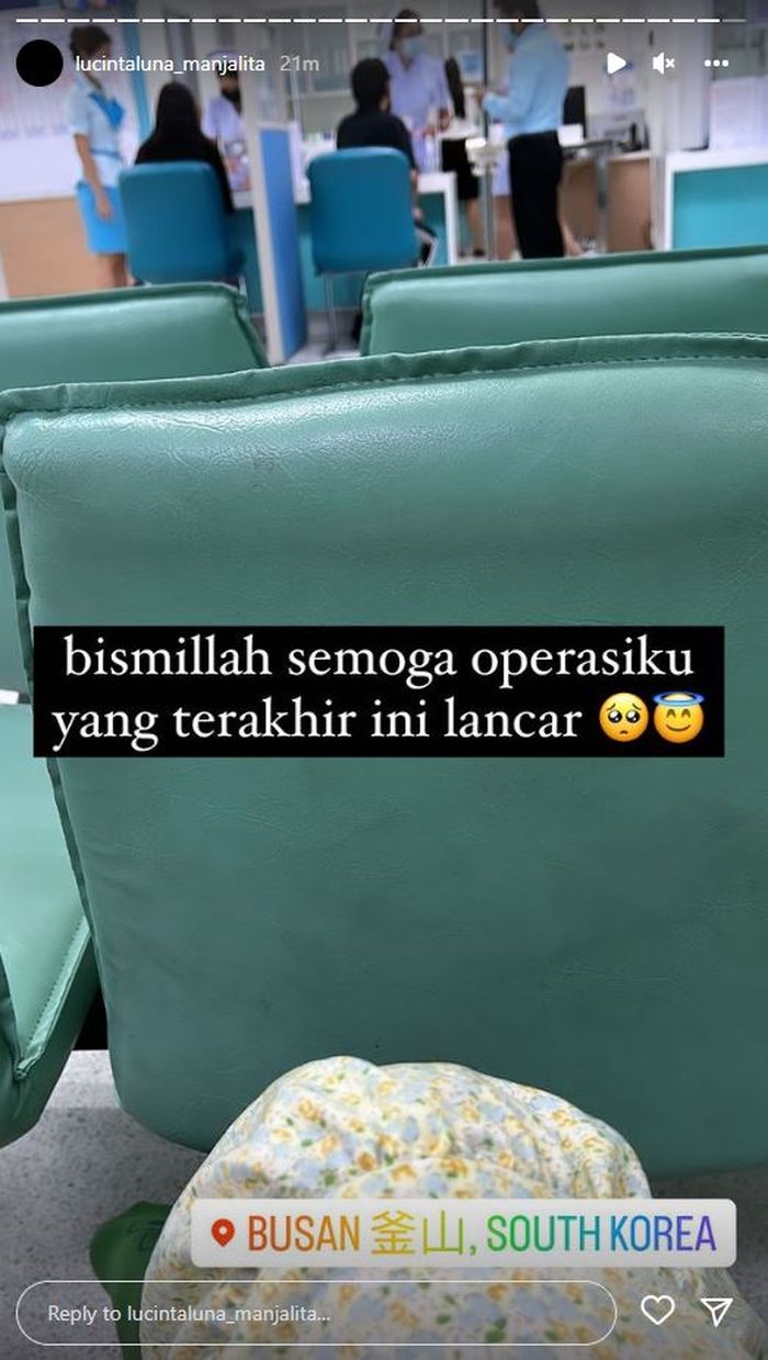 Lucinta Luna terpantau telah berada di rumah sakit di Busan untuk melakukan operasi terakhirnya hari ini.