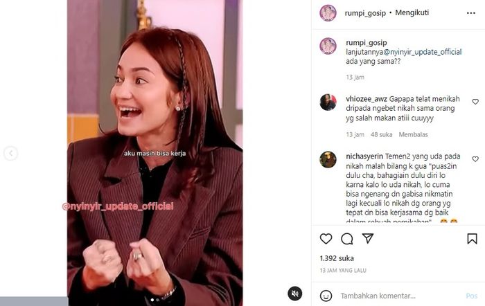 Unggahan Instagram @rumpi_gosip.