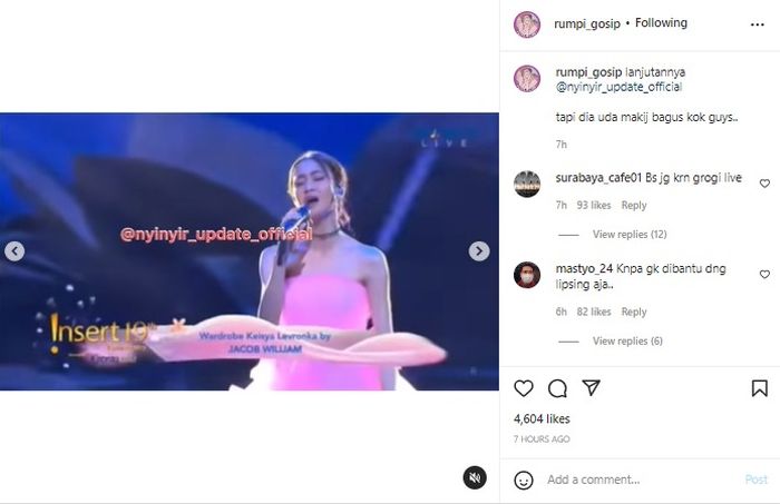 Unggahan Instagram @rumpi_gosip. 