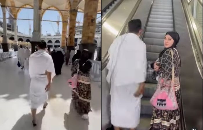 Shandy Purnamasari dan Gilang Juragan 99 saat ke tanah suci bersama 