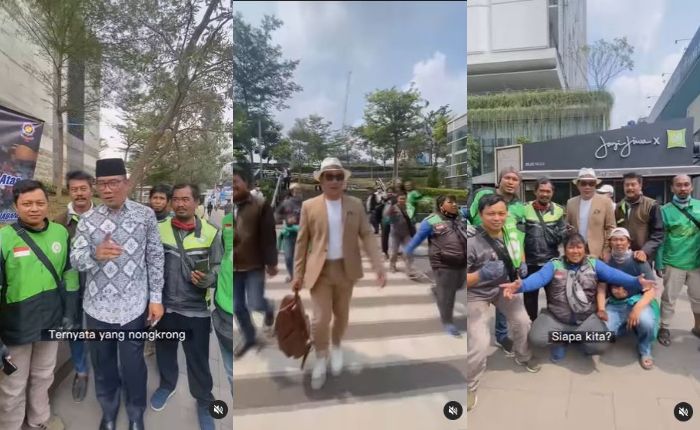 Aksi Ridwan Kamil tampil di Citayam Fashion Week bareng para ojol