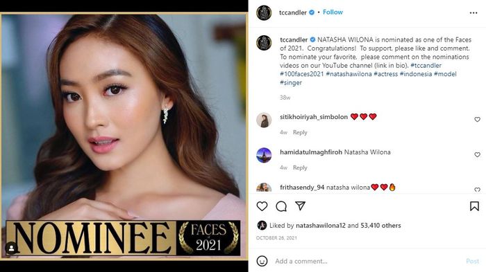 Natasha Wilona masuk nominasi wanita tercantik di dunia versi TC Candler