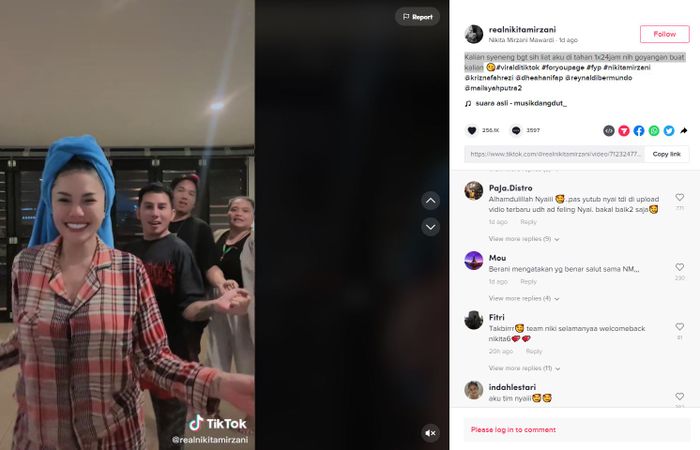 Nikita Mirzani pamer goyangan bersama para asisten usai batal ditahan oleh Polresta Serang Kota buntut dugaan pencemaran nama baik Dito Mahendra.