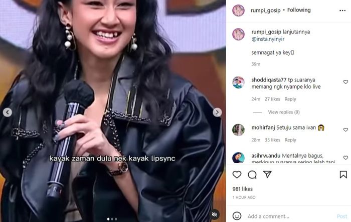 Unggahan Instagram @rumpi_gosip.