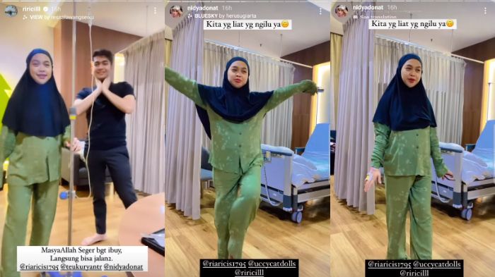 Ria Ricis jalan dan sedikit melakukan gerakan peregangan pasca melahirkan