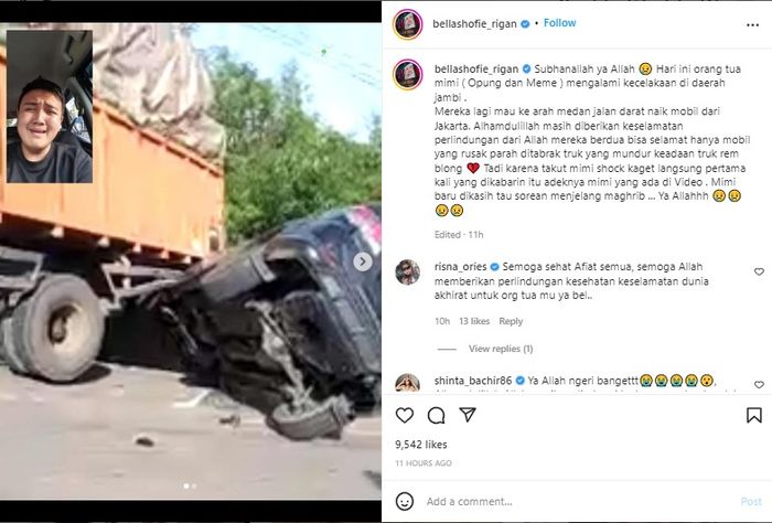 Unggahan Instagram Bella Shofie. 