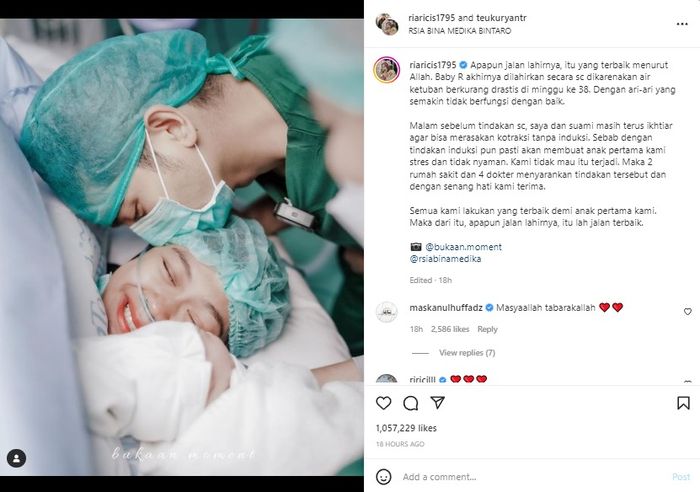 Unggahan Instagram Ria Ricis. 