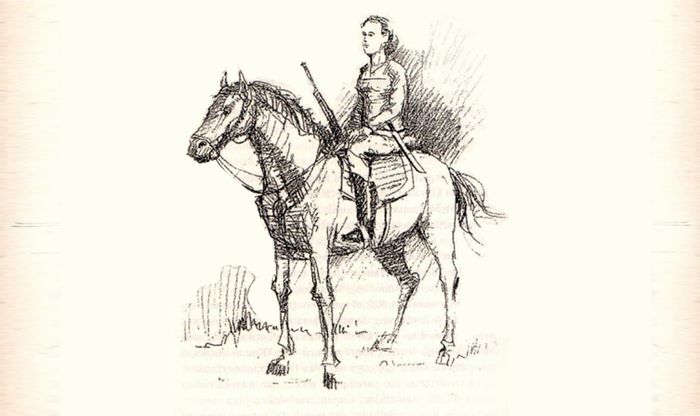 Ilustrasi sketsa menggambarkan penampilan Prajurit Estri pimpinan Raden Ayu Matah Ati, yang ikut perang gerilya bersama Raden Mas Said (Mangkunegara I). Sketsa dibuat pada waktu Mangkunegara VII bertahta (1916-1944).