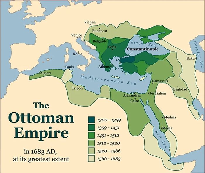 Imperium mengendalikan wilayah yang tidak hanya mencakup basisnya di Asia Kecil tetapi juga sebagian besar Eropa tenggara, Timur Tengah, dan Afrika Utara.