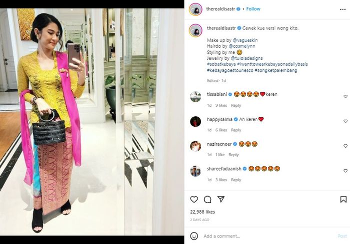 Unggahan Instagram Dian Sastrowardoyo. 