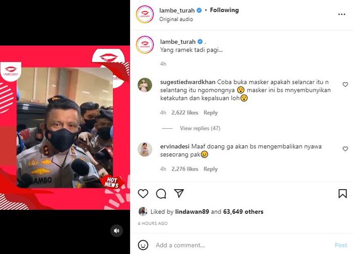 Video Irjen Ferdy Sambo sampaikan permintaan maaf terkait insiden baku tembak di rumahnya.