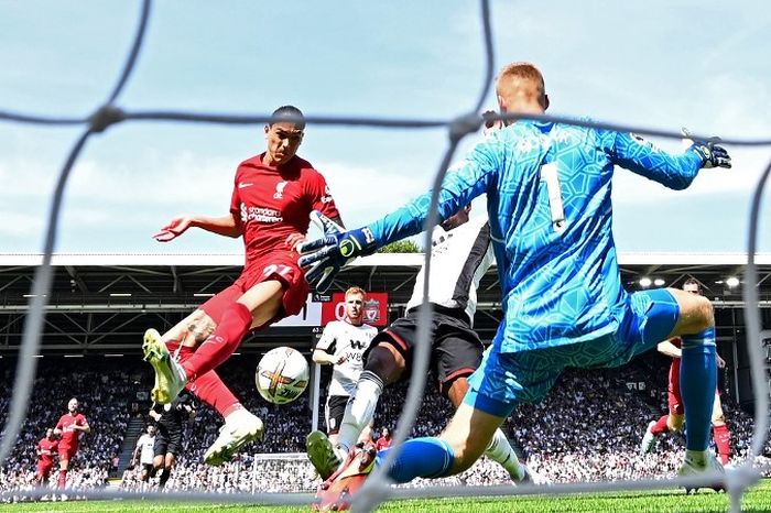 GOl Darwin Nunez ke gawang Fulham dalam partai pertama Liga Inggris 2022-2023.