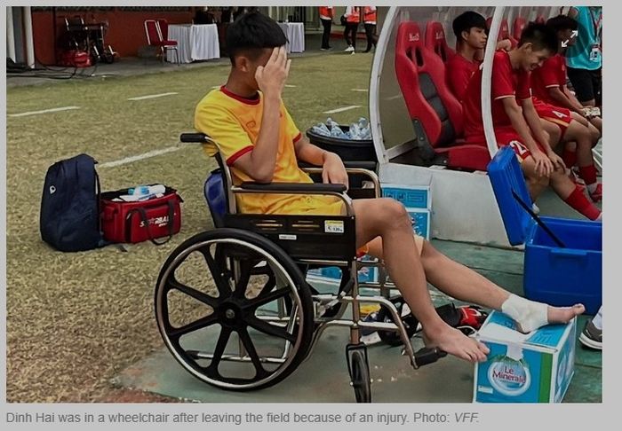 Kiper Vietnam U-16 Pham Dinh Hai mengalami cedera dan dipastikan absen di laga final Piala AFF U-16 2022. 