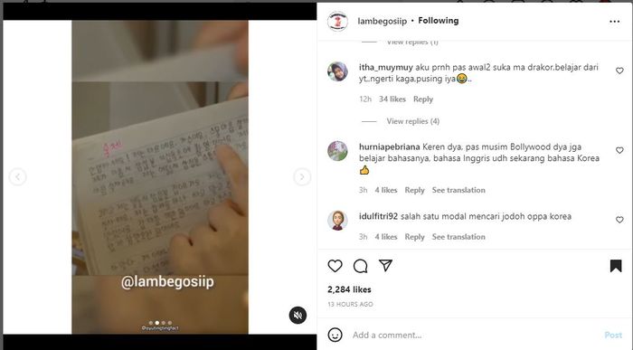 Ayu Ting Ting membaca dan menulis &nbsp;hangeul 