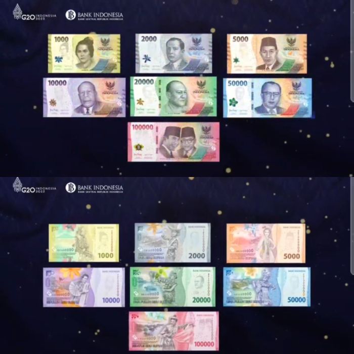 Penampakan uang kertas tahun emisi 2022.
