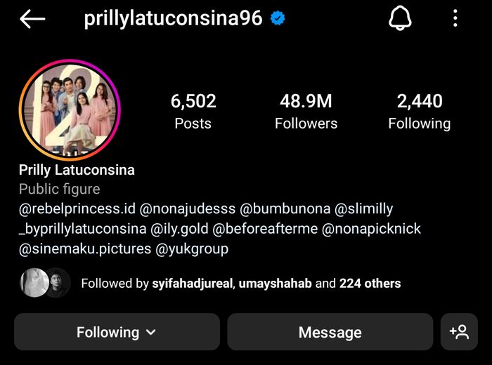 Instagram Prilly Latuconsina