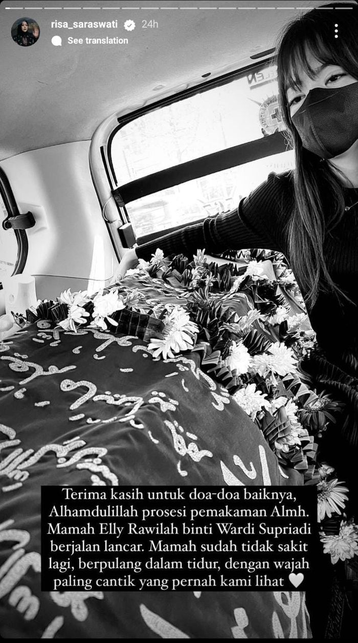 Unggahan Instagram Story Risa Saraswati. 