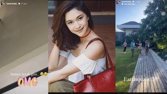 Nana Mirdad memberitahu bahwa rumahnya terkena dampak gempa pada Senin (22/8/2022) sore, waktu setempat. 