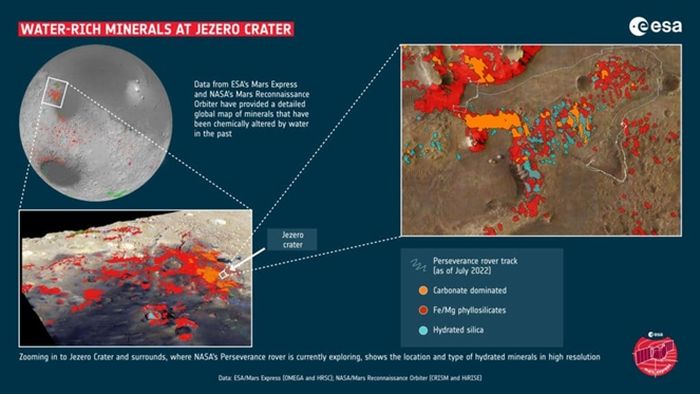 Mineral kaya air di Kawah Jezero planet Mars.