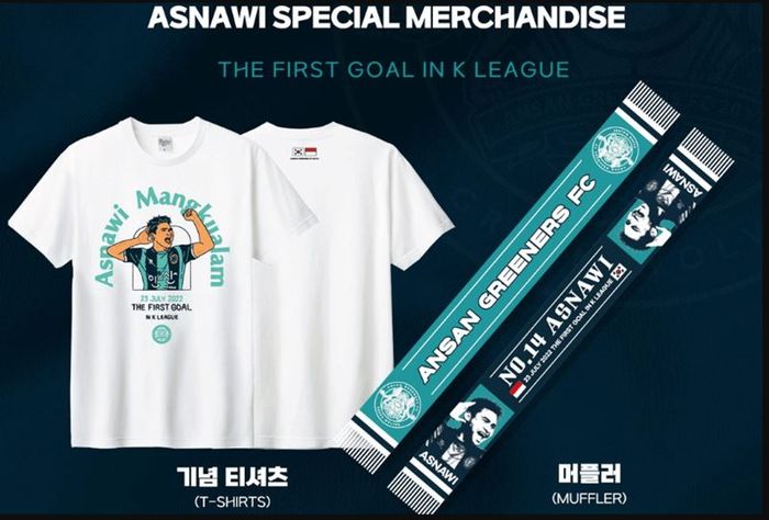 Merchandise Ansan Greeners khusus edisi gol debut Asnawi Mangkualam