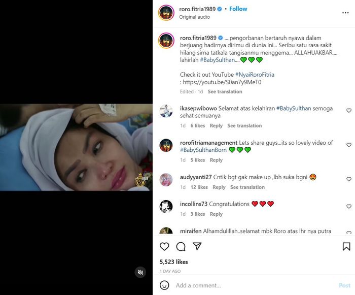 Roro Fitria detik-detik sebelum persalinan normal. 