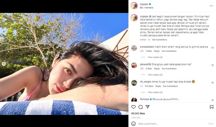 Unggahan foto Jessica Iskandar. 