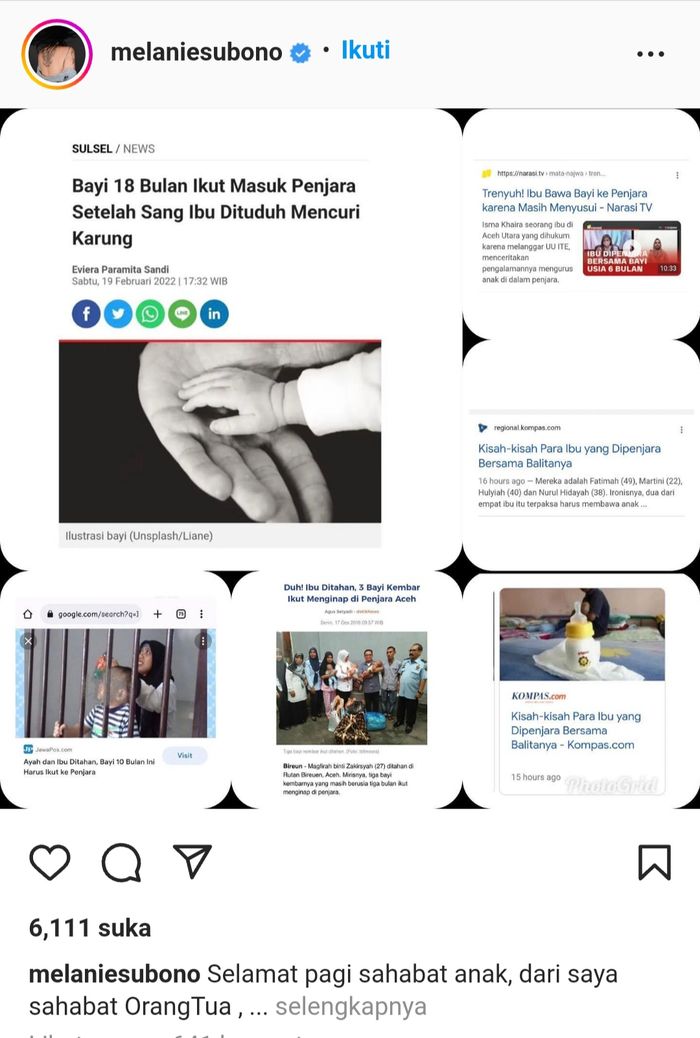 Unggahan Melanie Subono