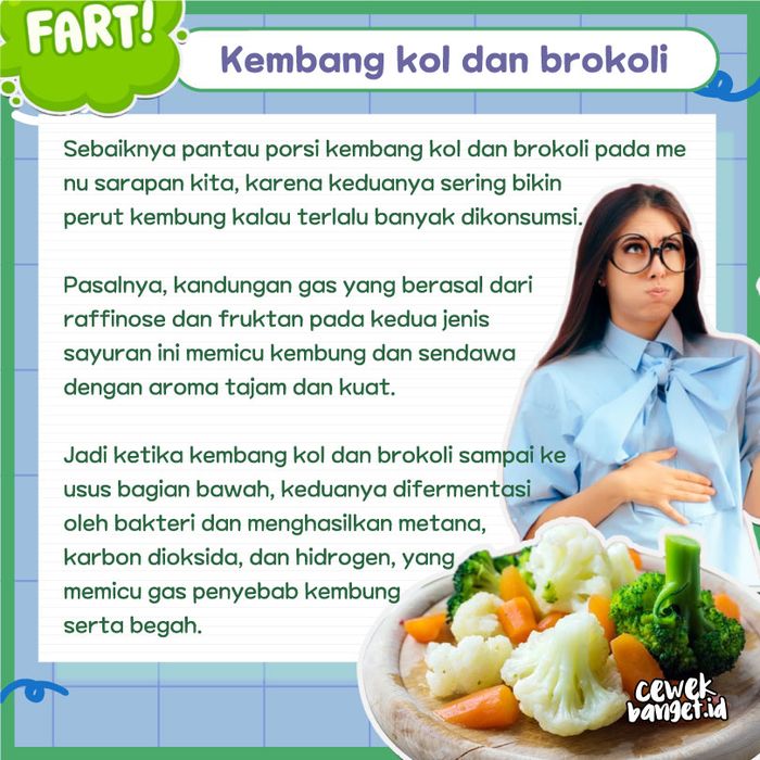 Kembang kol dan brokoli bikin perut begah