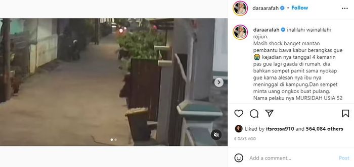 Pembantu rumah tangga Dara Arafah yang curi brankas sang selebgram.