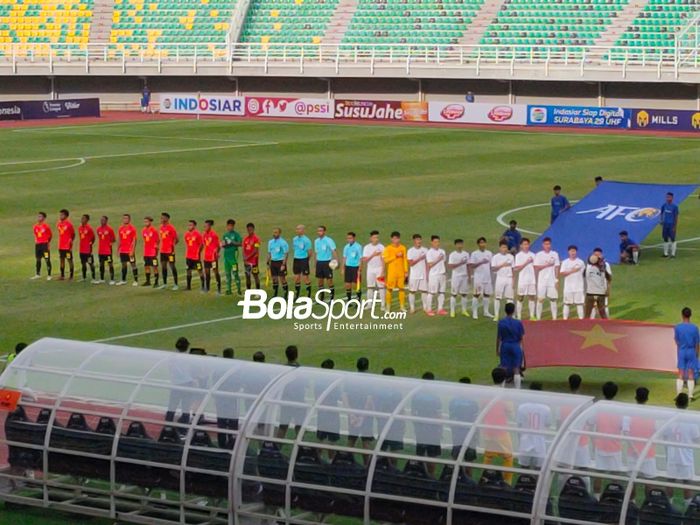 Timor Leste Vs Vietnam di laga kedua grup F Kualifikasi Piala Asia U-20 2023 di Stadion Gelora Bung Tomo, Surabaya pada Jumat (16/9/2022).