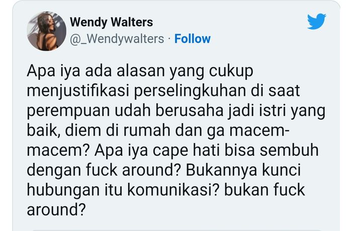 Wendy Walters tuding Reza Arap&nbsp;selingkuh 