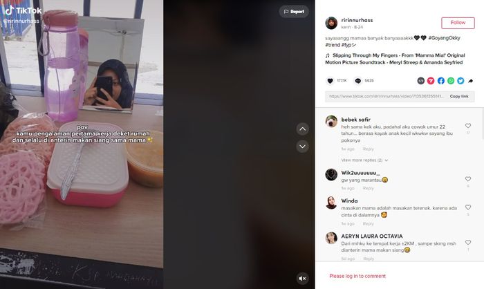 Unggahan video viral TikTok. 