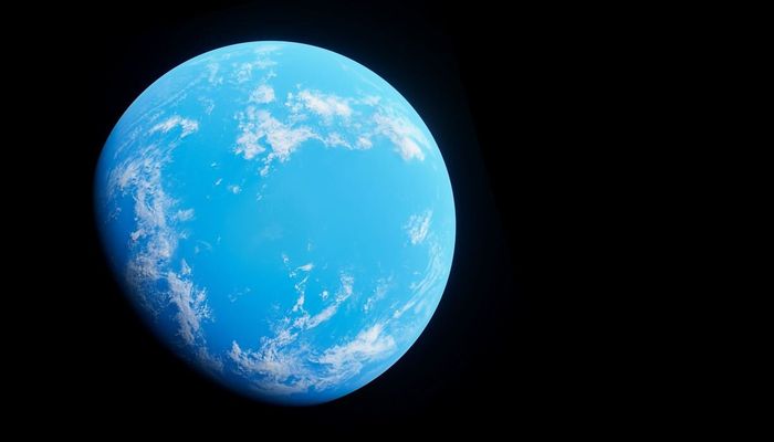 Render 3D dari planet basah biru. Seperti inilah ilustrasi kondisi Mars saat awal mula terbentuk.